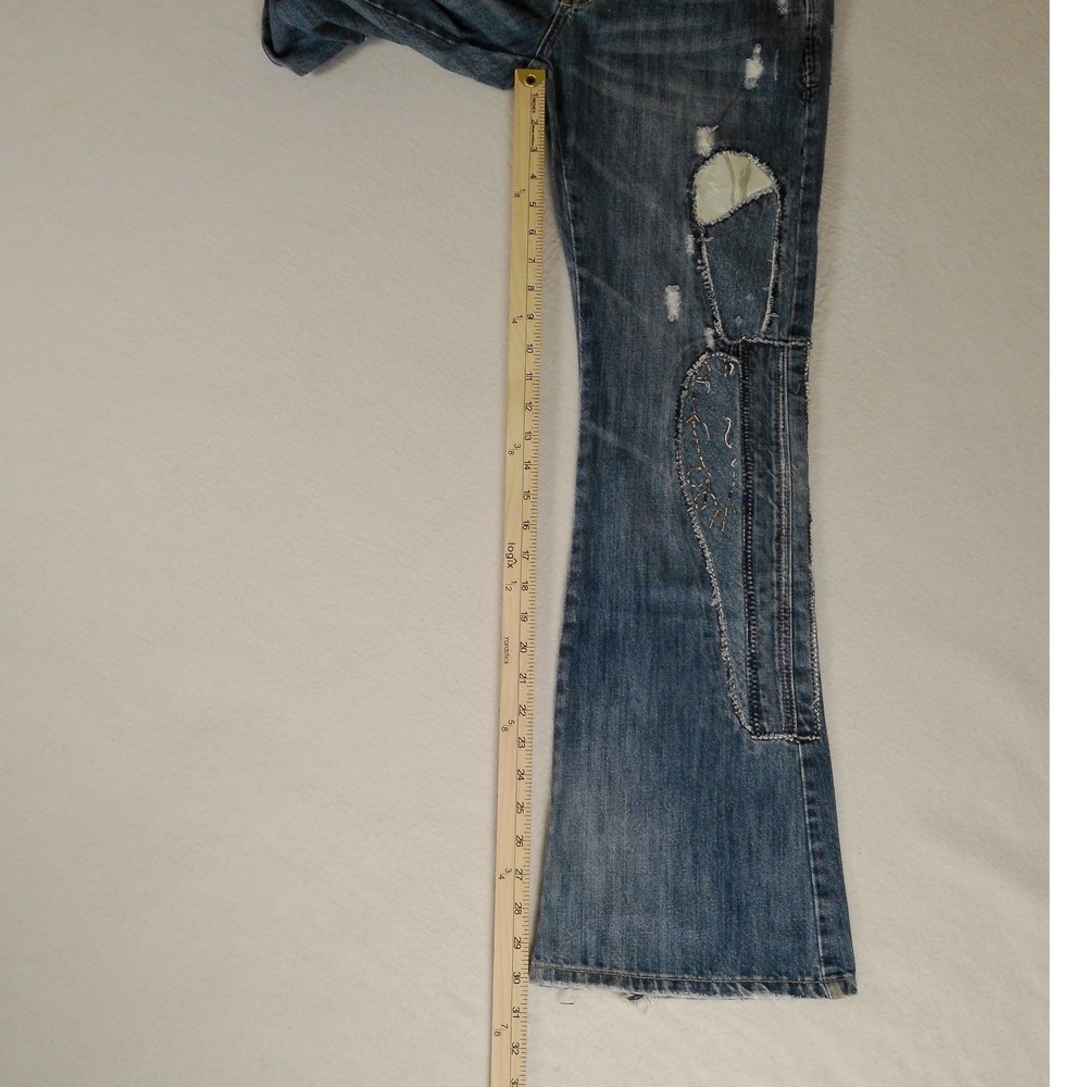 Vanilla Star Jeans Women's Size 7 Embellished Flare Jeans Distressed Denim - Picture 8 of 10